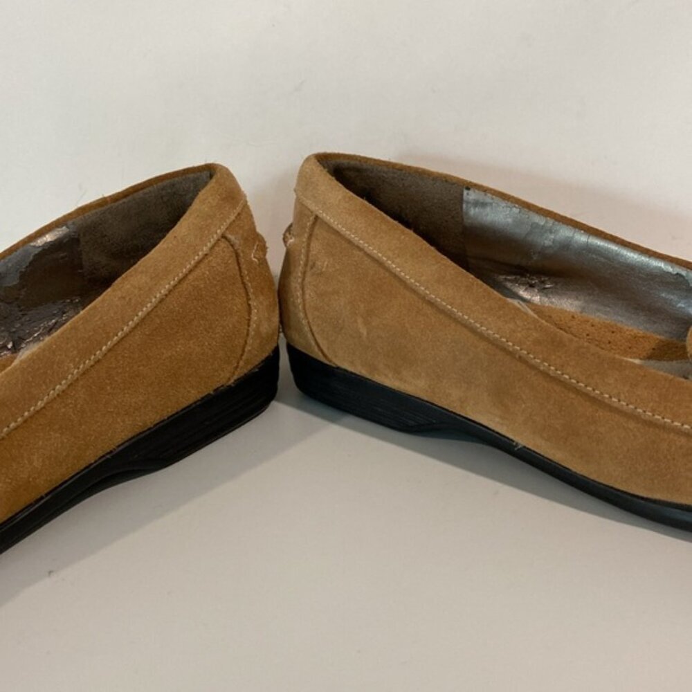Women’s Tan Suede Penny Loafers - Picture 8 of 14